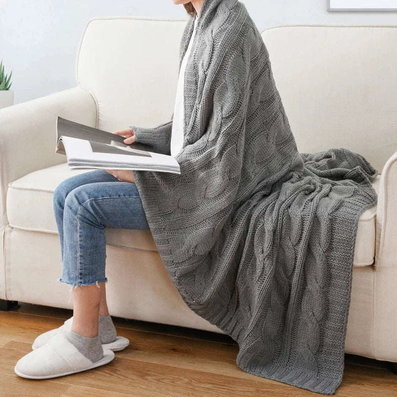 Battilo Textured Knit Throw Blanket