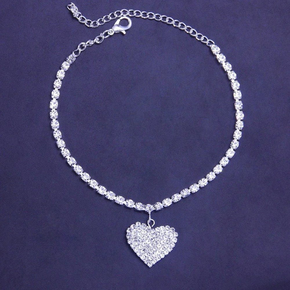 Amorette Crystal Heart Anklet