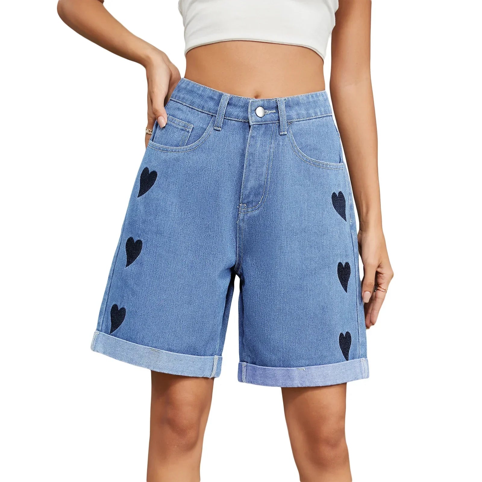 Poppy Heart Denim Shorts