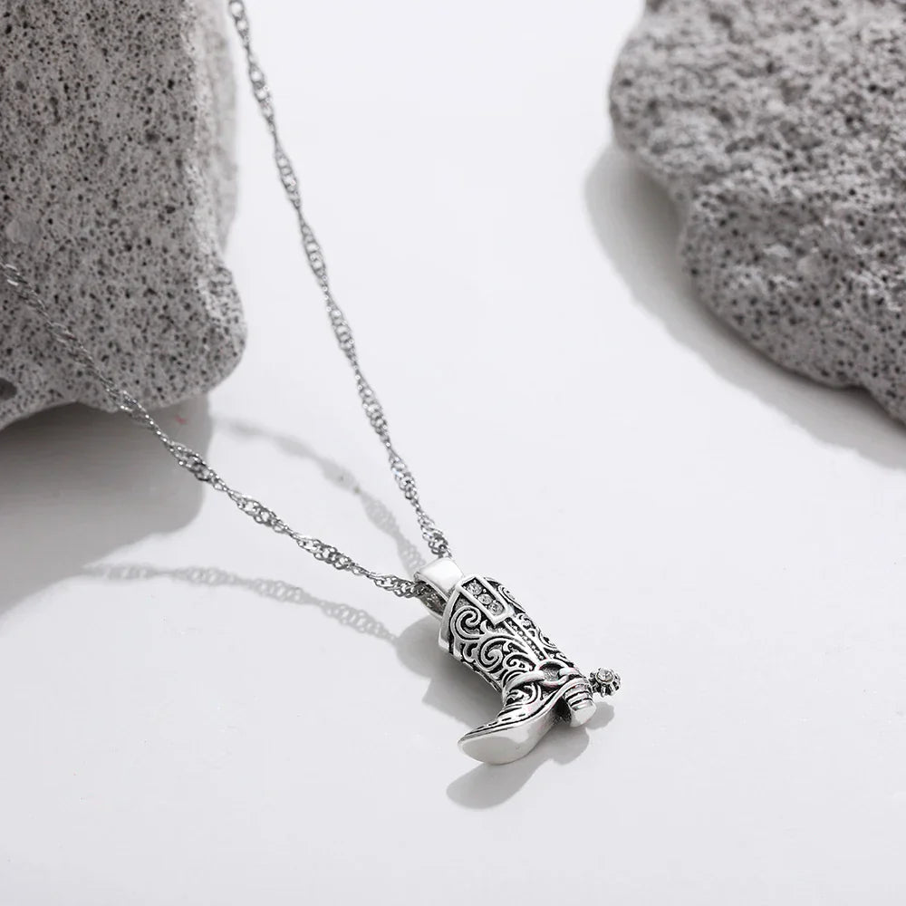 Vintage Cowgirl Boot Necklace